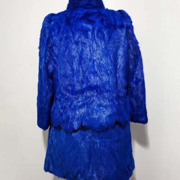 New Real MINK Fur Coat Jacket Stole Cobalt Royal Blue Cornflower Azure No Fox - Picture 6 of 7